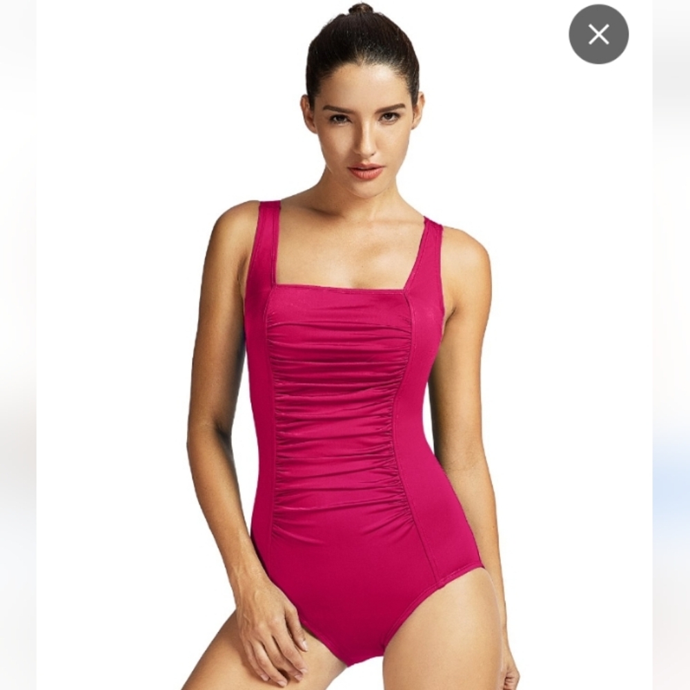 NWT SYROKAN PLEATED MAILLOT ENDURANCE ONE PIECE SWIMSUIT SIZE 36